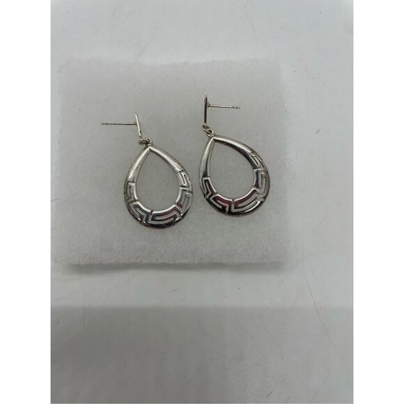 Vintage Greek Pierced Earrings Stamped - Picture 4 of 5
